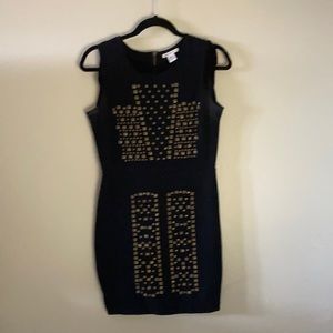Black dress studded pattern front